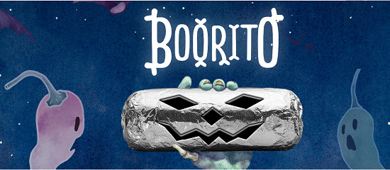 3 Chipotle Burritos Halloween
 Chipotle Halloween Boorito Wear your costume to Chipotle