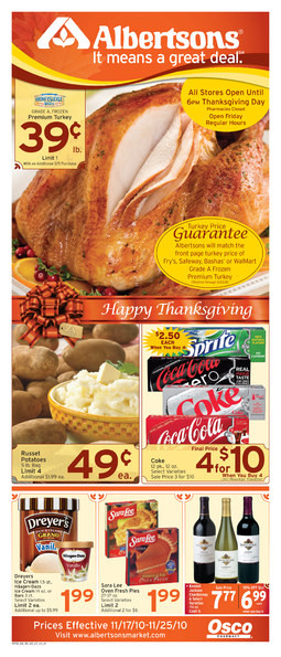Albertsons Thanksgiving Dinners Prepared
 Alicia s Deals in AZ The Thanksgiving Grocery Ads This Week