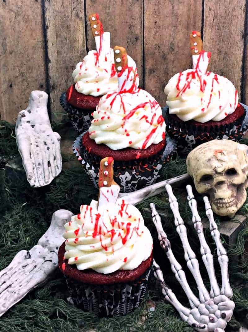 Bloody Halloween Cupcakes
 Bloody Cupcakes Perfect for Halloween Walking Dead or