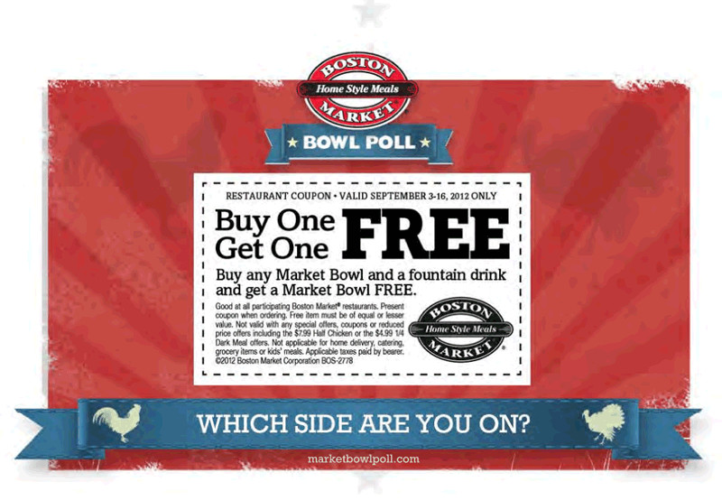 Boston Market Thanksgiving Dinner 2019
 Boston Market Coupons Second market bowl free with your