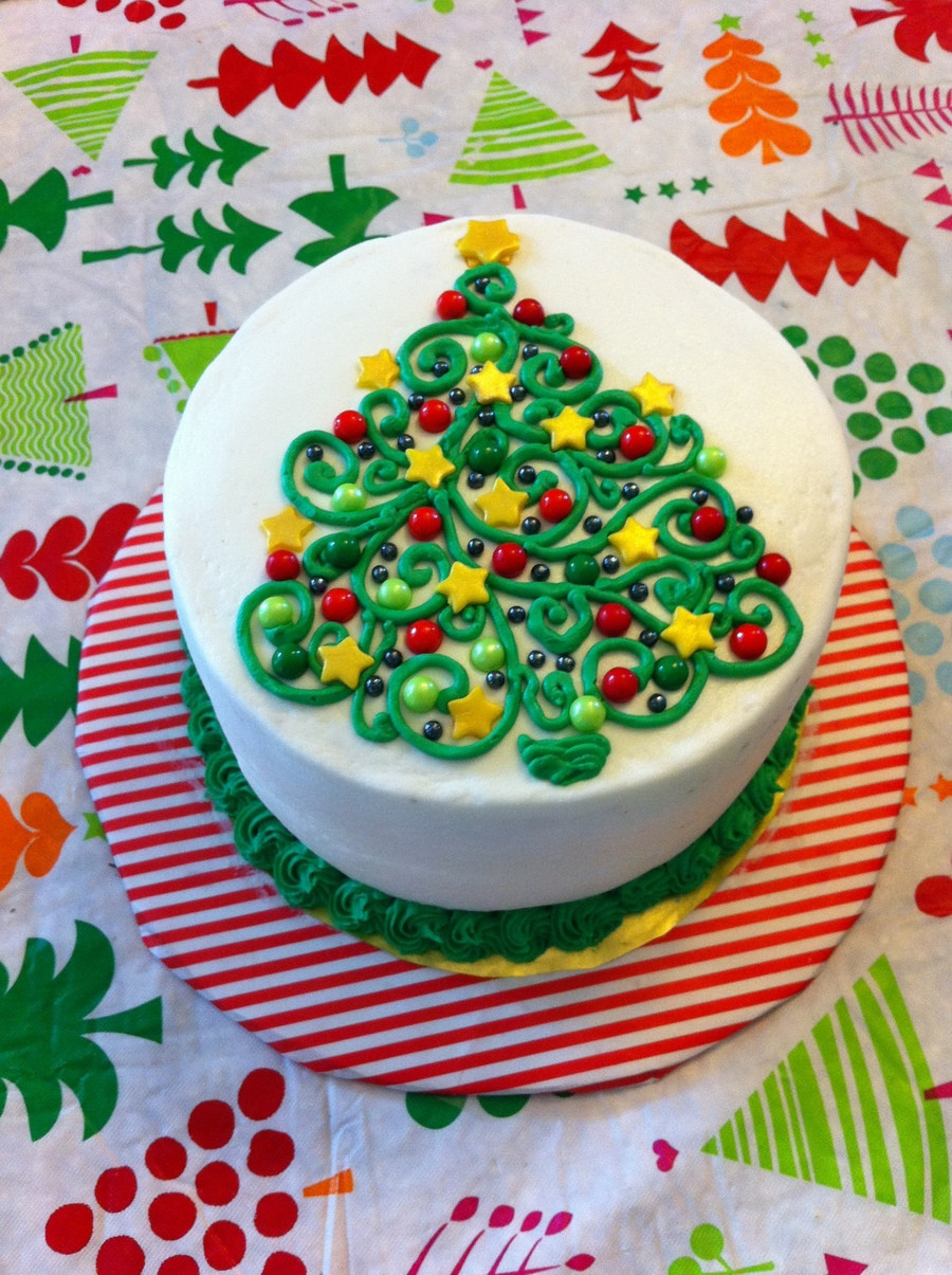 Buttercream Christmas Cakes
 Swirly Christmas Tree Cake CakeCentral