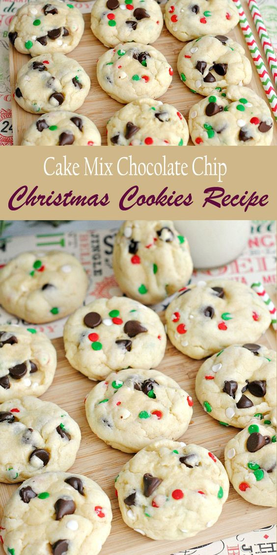 Cake Batter Christmas Cookies
 Cake Mix Chocolate Chip Christmas Cookies