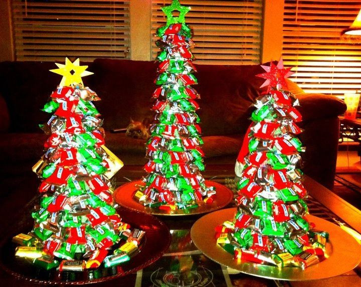 Candy Bar Christmas Tree
 Candy Christmas Tree Use green styrofoam cone can