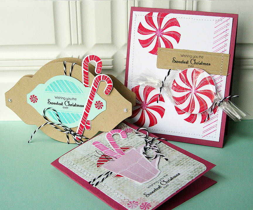 Candy Cane Christmas Cards
 Homespun with Heart Candy Cane Christmas