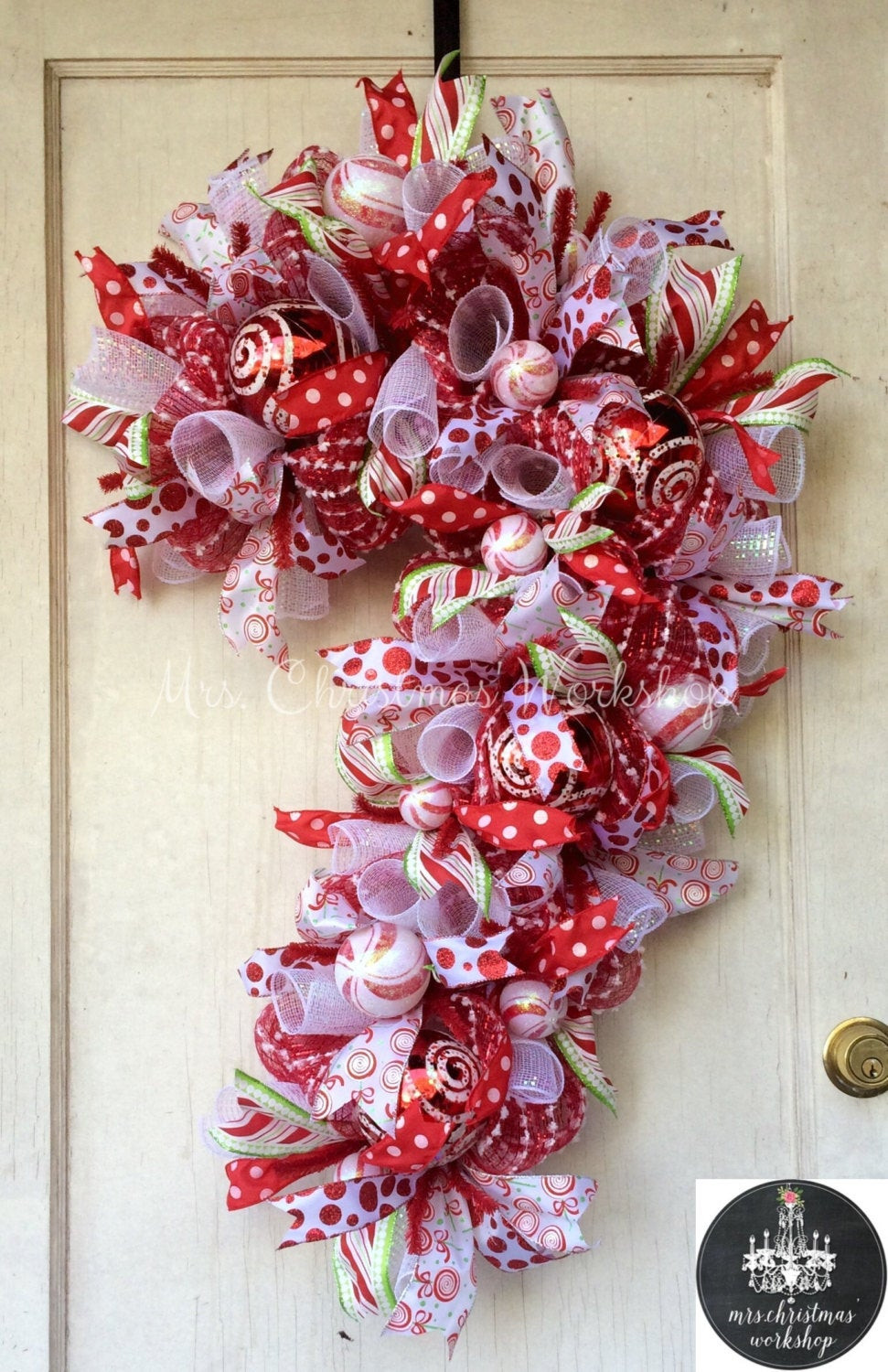 Candy Cane Christmas Wreath
 Candy cane Christmas wreath deco mesh wreath candy wreath