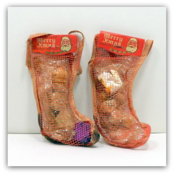 Candy Filled Christmas Stockings
 Items similar to Vintage Christmas Ornament Mesh Stockings