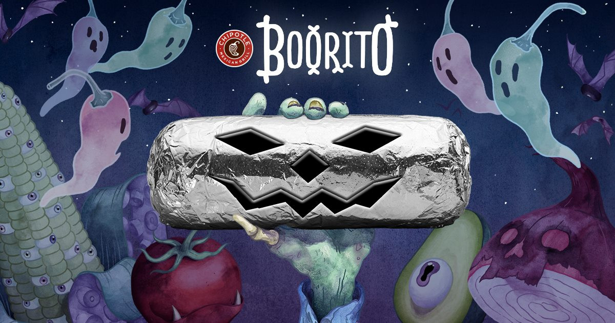 Chipotle Burritos Halloween
 $3 Chipotle "Boorito" Day Halloween 2017