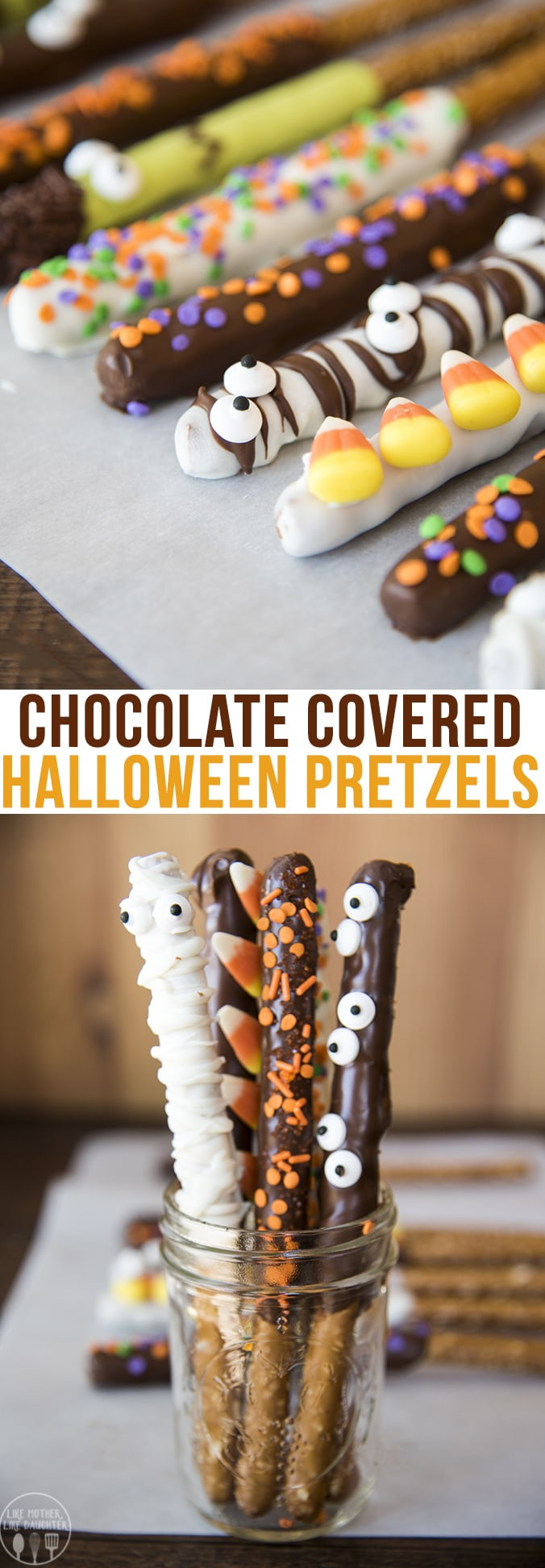 Chocolate Covered Pretzels Halloween
 Chocolate Covered Halloween Pretzels – Like Mother Like
