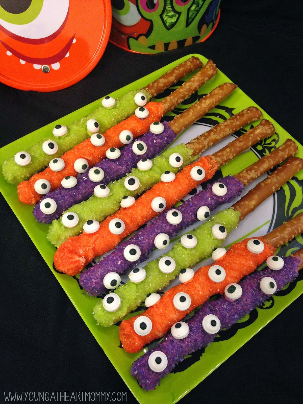 Chocolate Dipped Pretzels For Halloween
 Young At Heart Mommy Eerie Eyeball Pretzel Rods