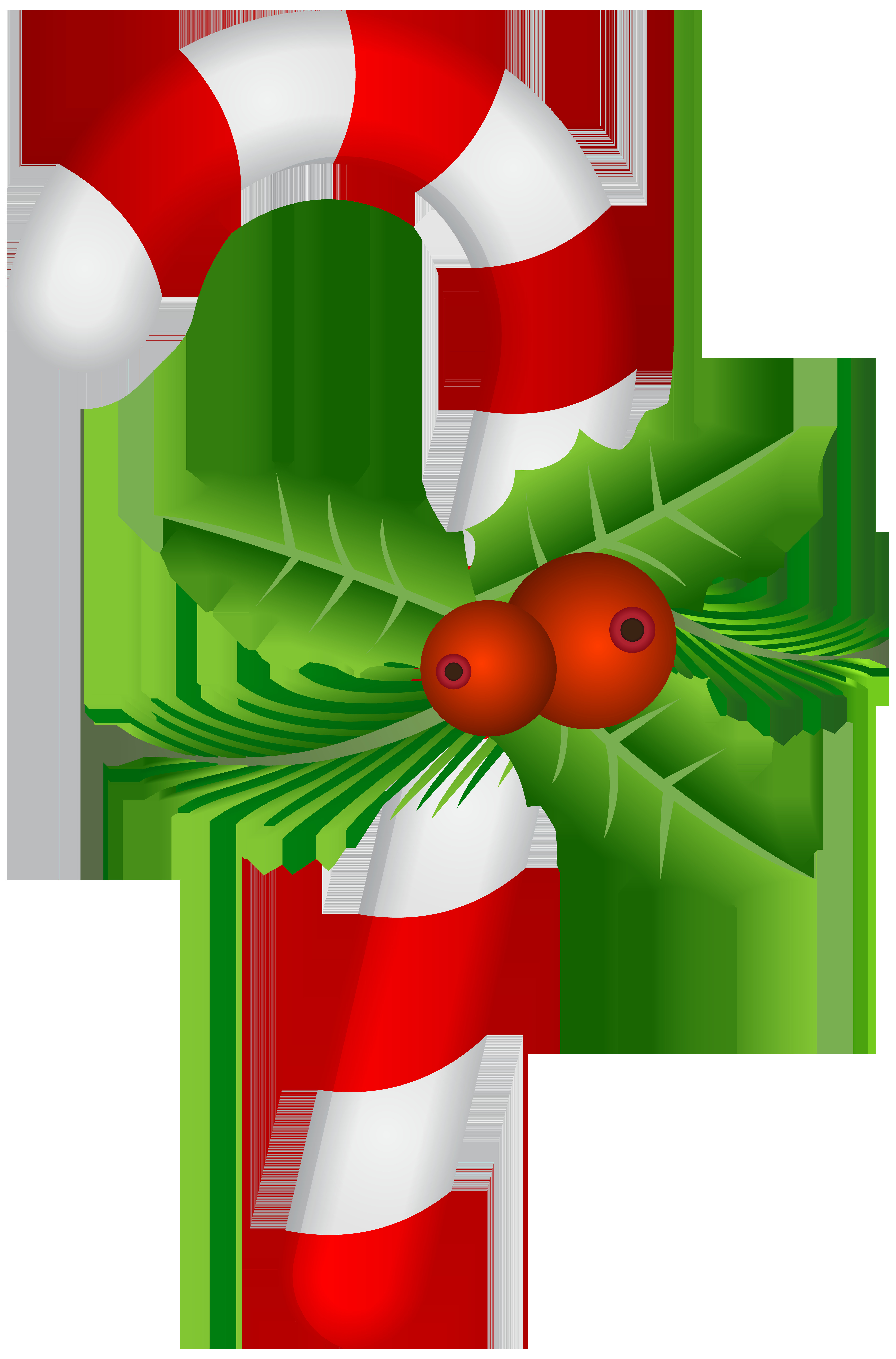 Christmas Candy Cane Images
 Candy Cane with Holly Transparent PNG Clip Art