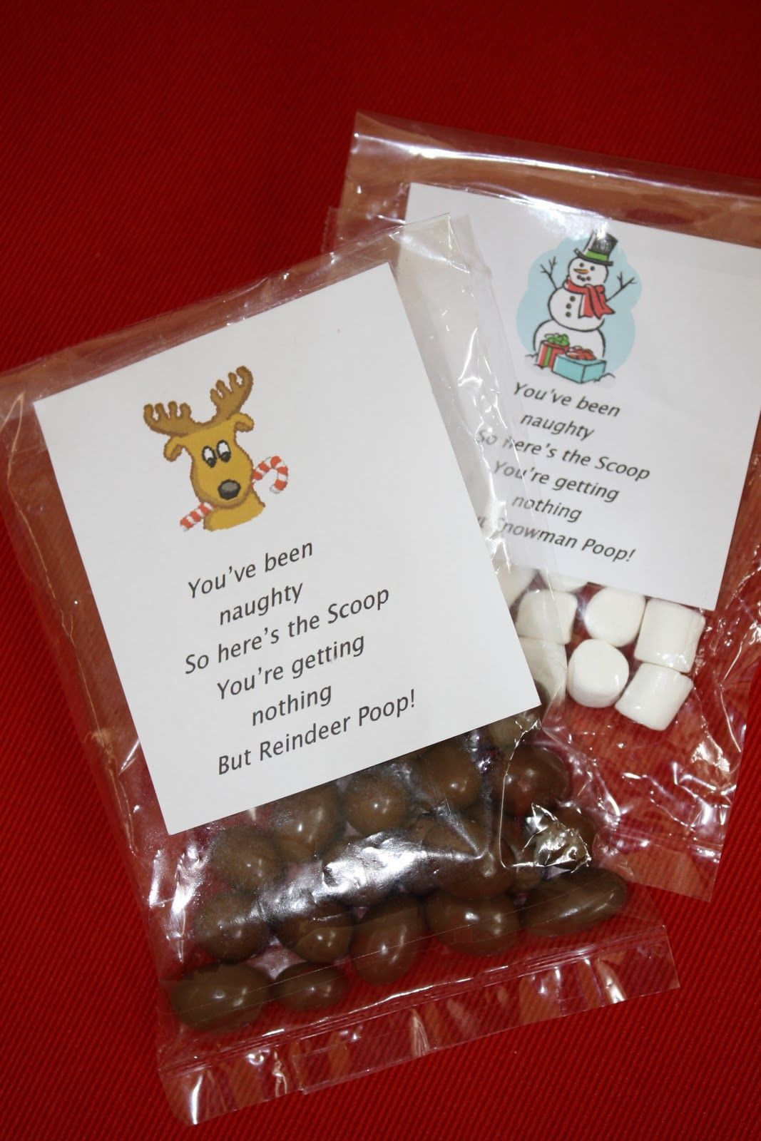Christmas Candy Gram Ideas
 Reindeer Poop and Snowman Poop for christmas Candy grams
