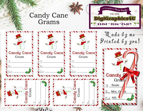 Christmas Candy Grams
 Christmas or Holiday Snowman Candy Cane Grams or Paper