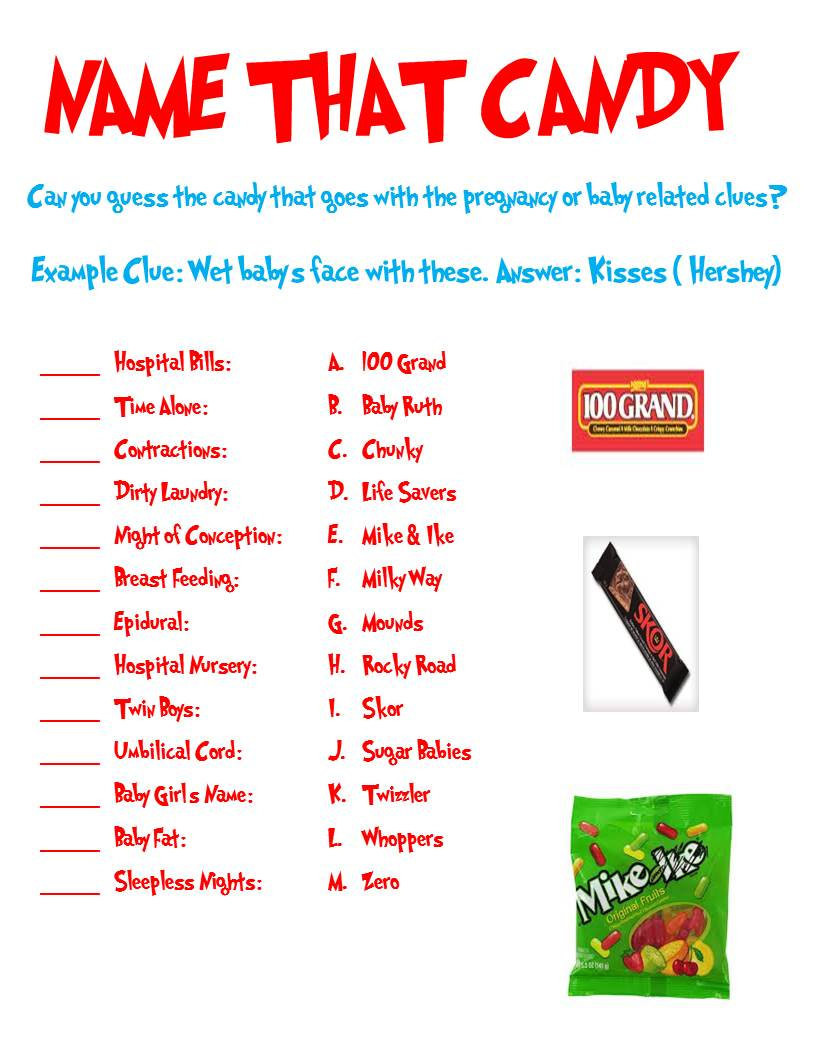 Christmas Candy Names
 Name That Candy Baby Shower Game Can Be Used for Any Themed