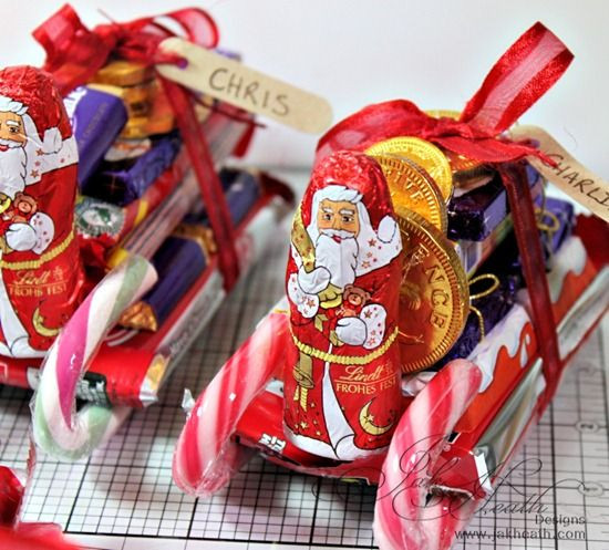 Christmas Candy Sleds
 Santa s sleigh made from sweets and chocolate