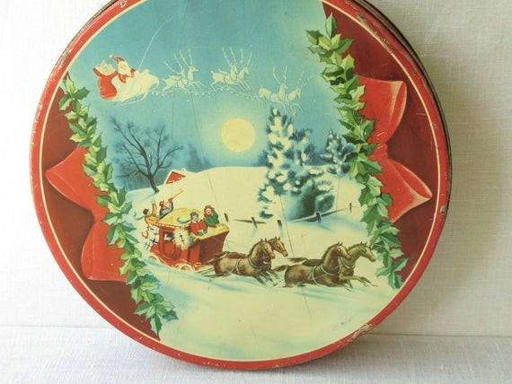 Christmas Candy Tins
 Vintage Christmas Candy Cookie Tin