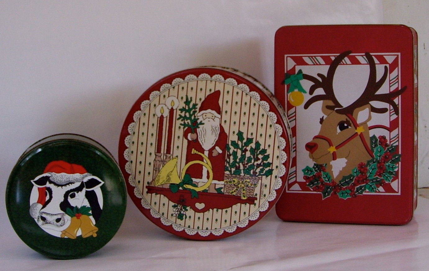 Christmas Candy Tins
 Vintage Tins Christmas Cookies Candy 1990