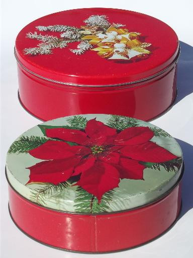 Christmas Candy Tins
 lot of vintage tins old Christmas litho print candy tins