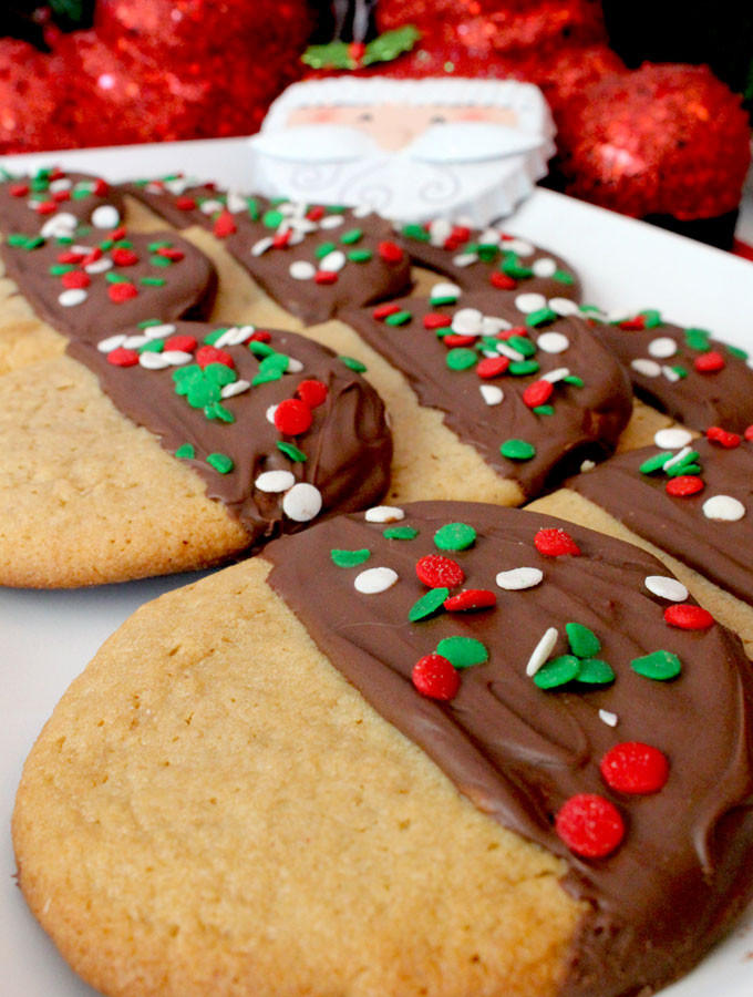 Christmas Chocolate Cookies
 Chocolate Dipped Peanut Butter Christmas Cookies Two Sisters