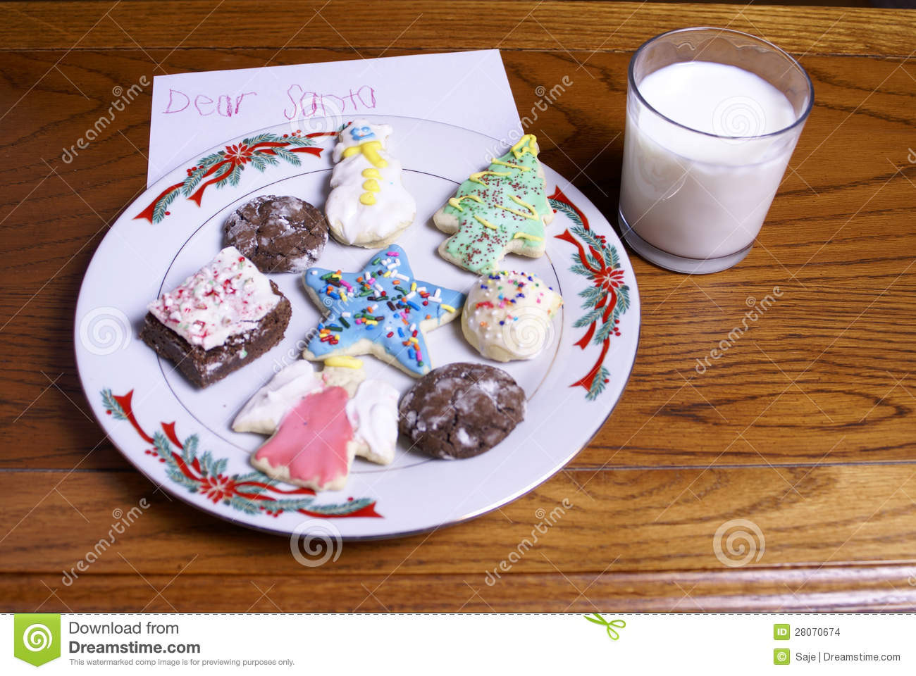 Christmas Cookies And Milk
 Christmas Cookies Milk And Note For Santa Stock