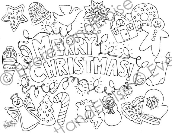 Christmas Cookies Coloring Pages
 Digital Download Christmas Cookies Coloring Page