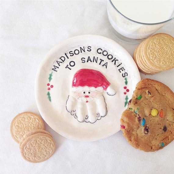 Christmas Cookies Plates
 Small Christmas Cookie Plate Santa Plate by TheBabyHandprintCo