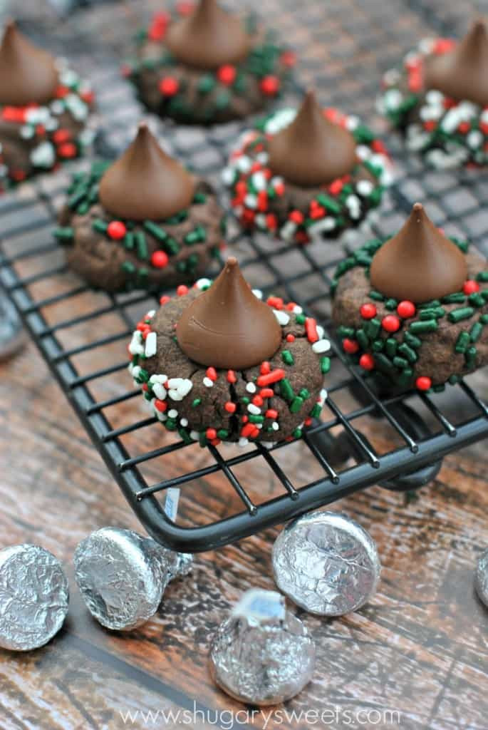 Christmas Cookies With Hershey Kisses
 Chocolate Sprinkle Kiss Cookies Shugary Sweets