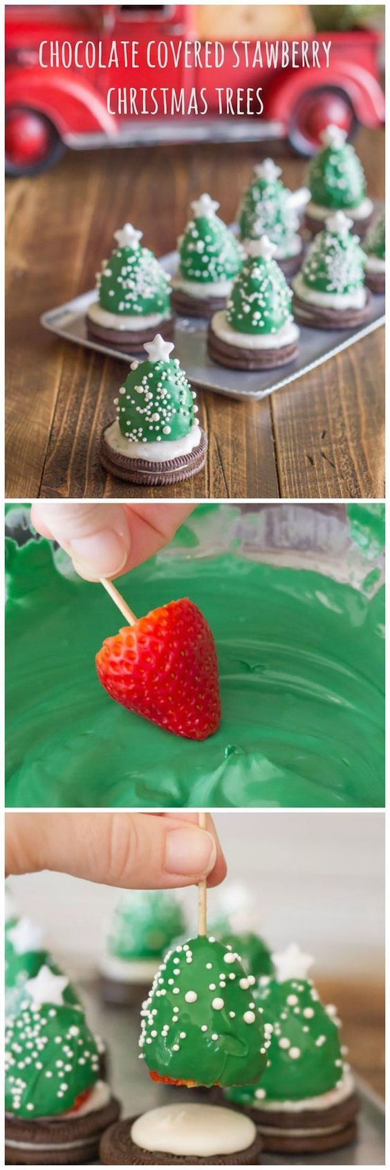 Christmas Desserts Pinterest
 Chocolate covered strawberry Christmas trees and 10 other