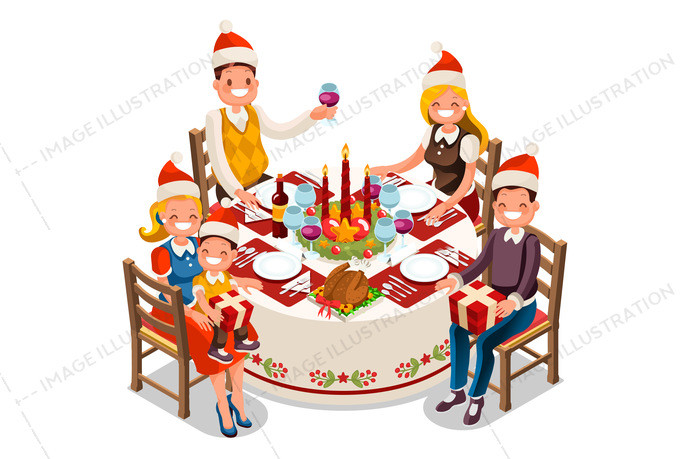 Christmas Dinner Clipart
 Christmas Dinner Party Vector Illustration Image
