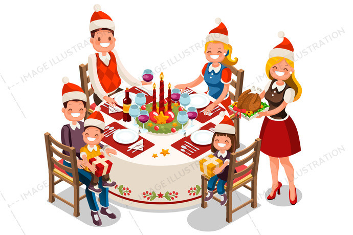 Christmas Dinner Clipart
 Family Holiday Dinner Party Illustration Image Illustration