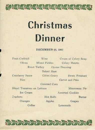 Christmas Dinner Menu
 2nd BN Christmas Dinner 1942