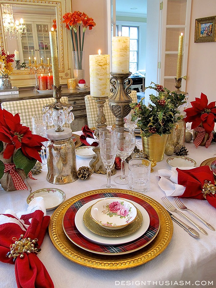 Christmas Dinner Table Decorations
 Tartan and Roses Christmas Dinner