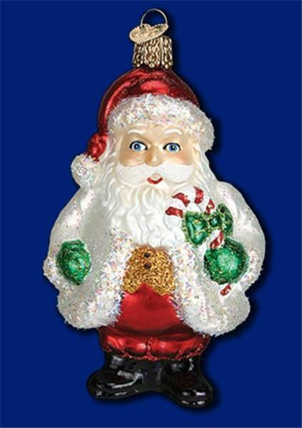 Christmas Glass Candy
 SUGAR SANTA CLAUS WITH CANDY CANE OLD WORLD CHRISTMAS