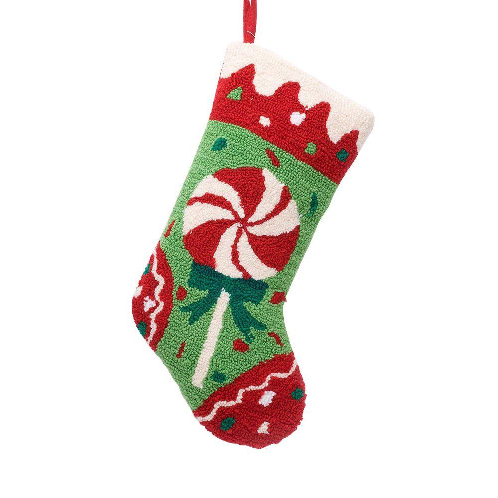Christmas Stocking Candy
 Glitzhome 19 in Polyester Acrylic Hooked Christmas