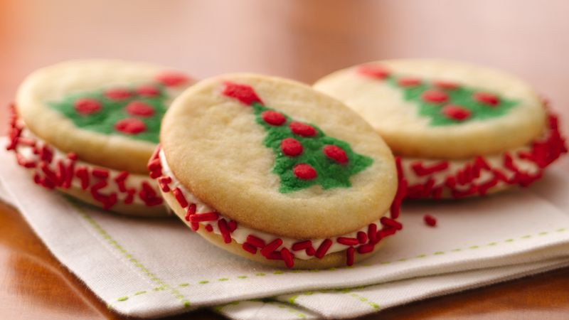 Christmas Sugar Cookies Pillsbury
 Christmas Tree Sandwich Cookies Recipe Pillsbury