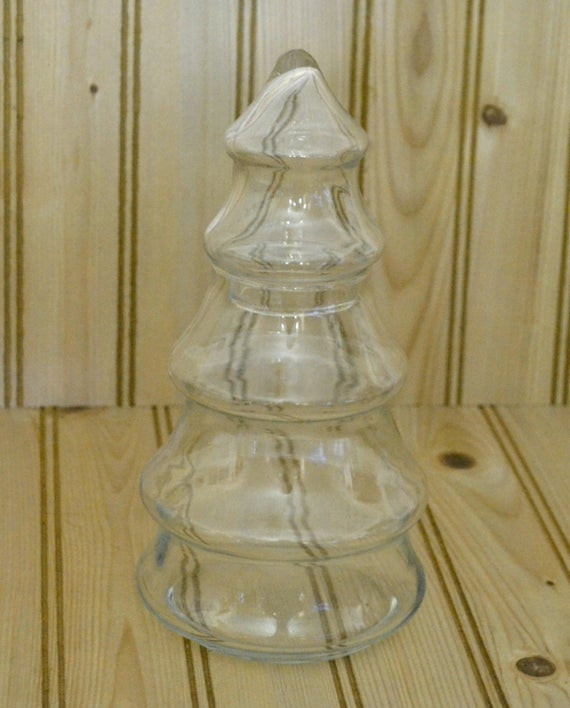 Christmas Tree Candy Jar
 Vintage Glass Christmas Tree Jar by grannysbackporchvint
