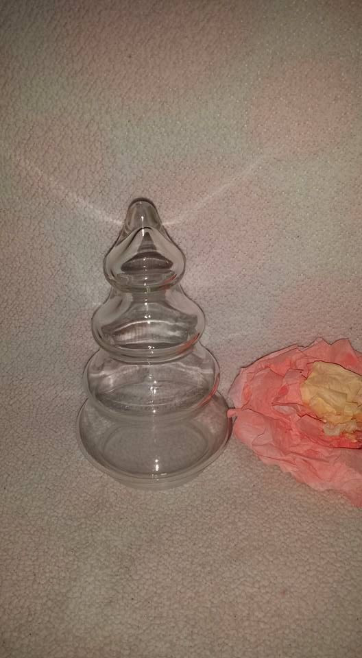 Christmas Tree Candy Jar
 Vintage Clear Glass Christmas Tree Candy Jar by