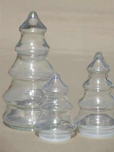 Christmas Tree Candy Jars
 vintage Christmas tree candy jars lot glass trees holiday