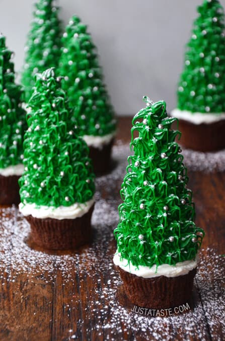 Christmas Tree Cupcakes
 Just a Taste
