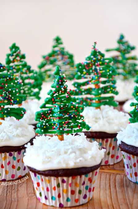 Christmas Tree Cupcakes
 Just a Taste