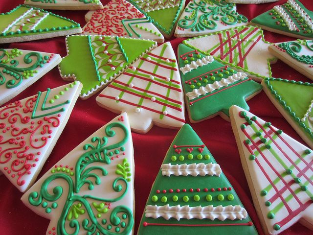 Christmas Tree Cut Out Cookies
 Decorated Christmas tree cookies sugar cookies rolled out