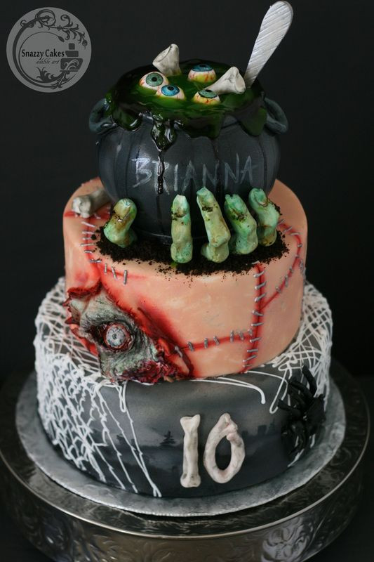Creepy Halloween Cakes
 zombie witch eyeball spider halloween birthday cake