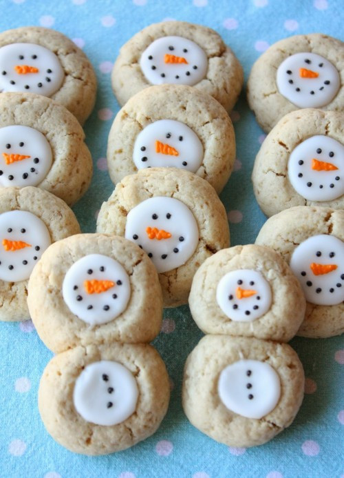 Cute Christmas Cookies Recipes
 Thumbprint Snowman Cookies Recipe
