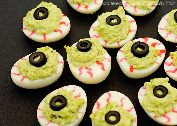 Deviled Eggs Halloween
 Spooky Monster Eyes Deviled Eggs for Halloween Scattered