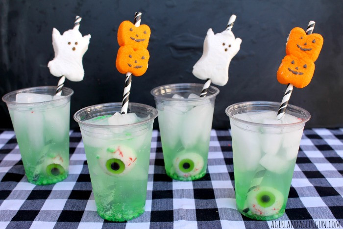 Easy Halloween Alcoholic Drinks
 easy halloween drink with peep straws A girl and a glue gun