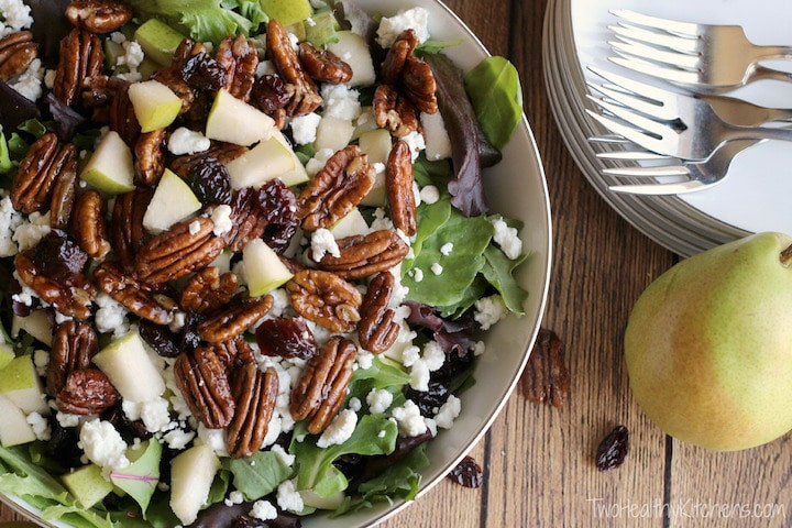 Easy Thanksgiving Salads
 Salad with Goat Cheese Pears Can d Pecans and Maple