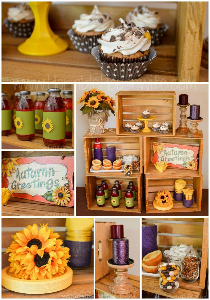Fall Theme Desserts
 Fall Themed Sunflower Party with Pecan Pie Cupcakes