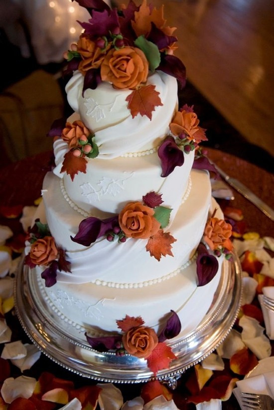 Fall Themed Wedding Cakes
 Fall Wedding Ideas And Invitations Purple And Orange Wedding