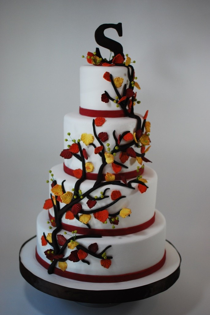 Fall Wedding Cakes With Leaves
 Cup a Dee Cakes Blog Fall Leaves Wedding Cake