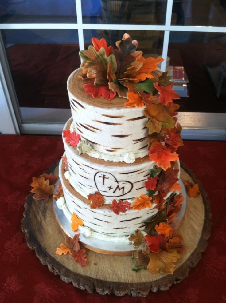 Fall Wedding Cakes With Leaves
 25 best ideas about Fall Wedding Cakes on Pinterest