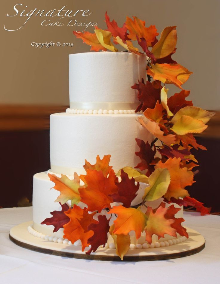 Fall Wedding Cakes With Leaves
 autumn wedding cakes with leaves diy Google Search
